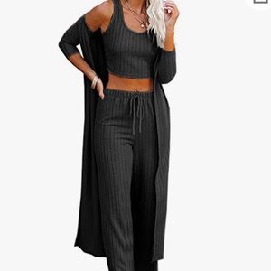 Black Duster Cardigan and Crop Tank Top